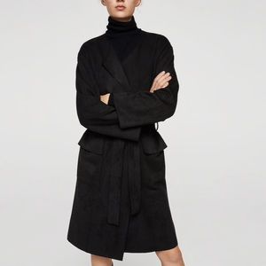 Mango Black Soft Finish Trench Coat